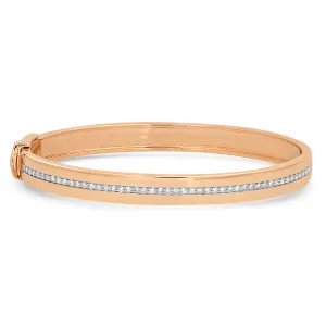 Gold Bangle Bracelet with Pave Diamond Row