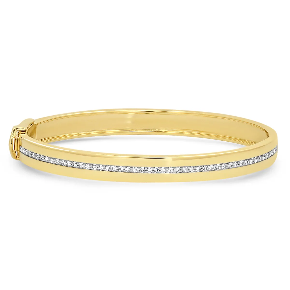 Gold Bangle Bracelet with Pave Diamond Row