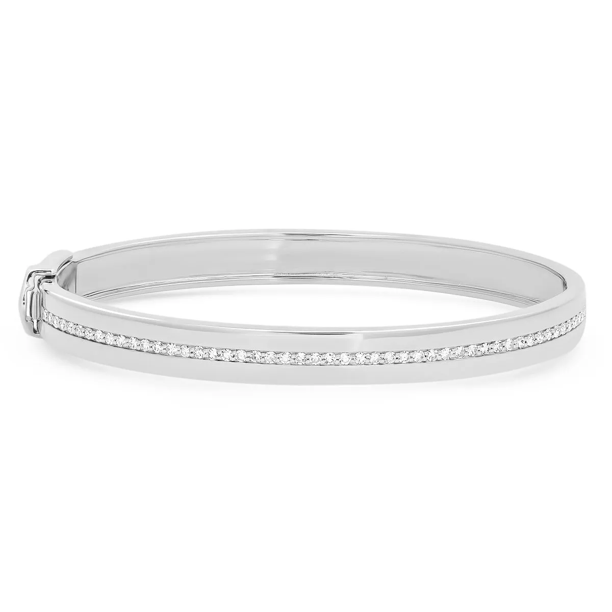 Gold Bangle Bracelet with Pave Diamond Row
