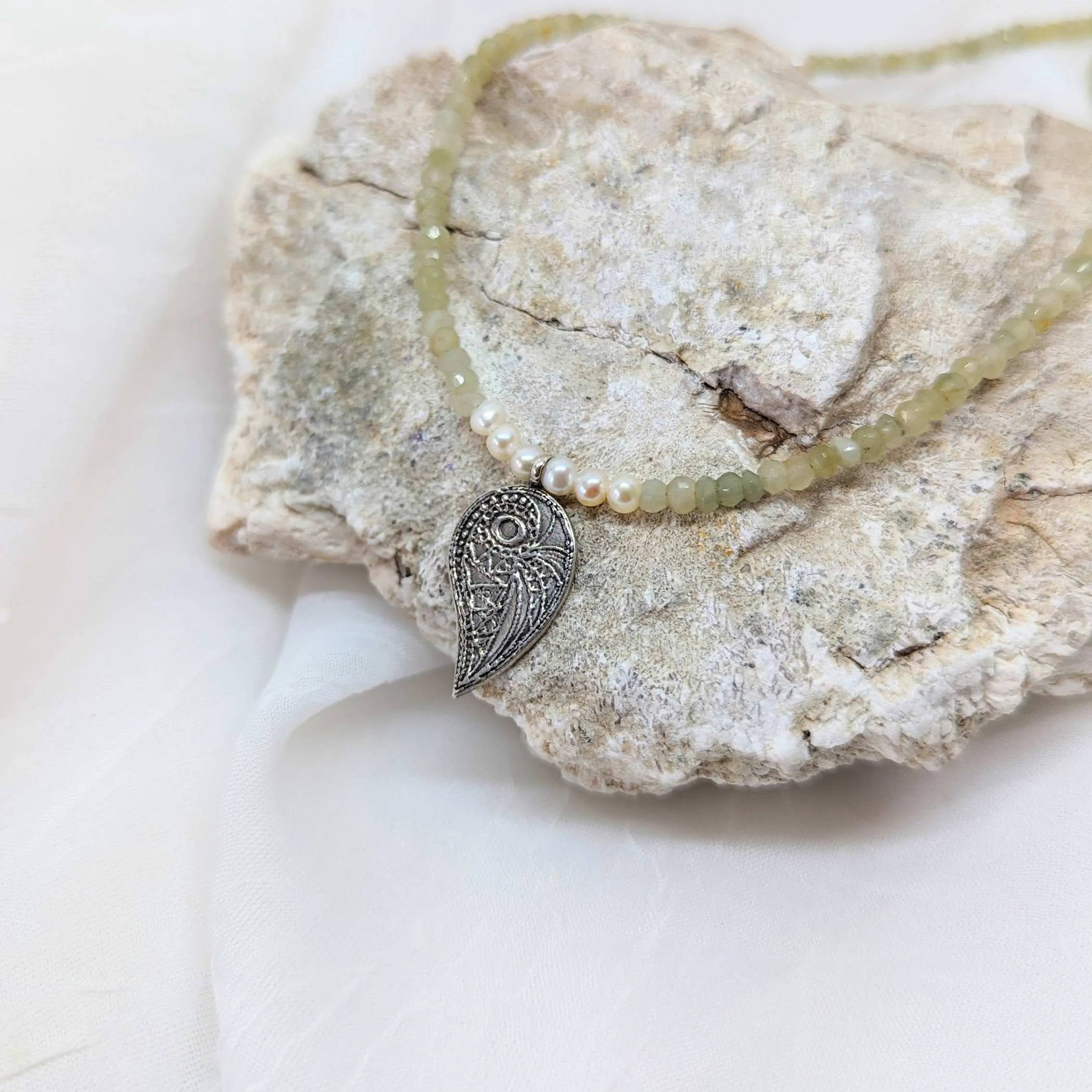 Green Chrysoberyl Beaded Necklace
