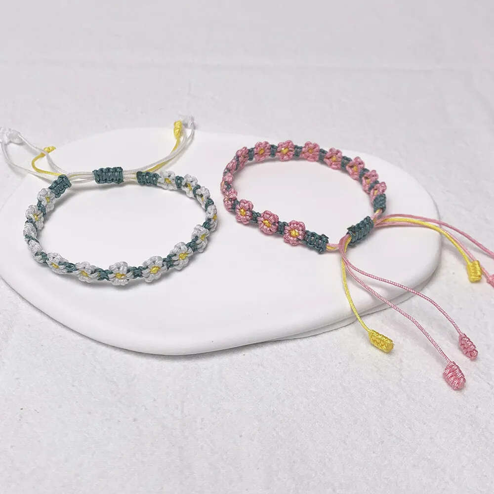 Handmade Little Daisy Braided Cord Bracelet