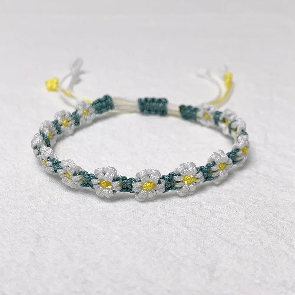 Handmade Little Daisy Braided Cord Bracelet