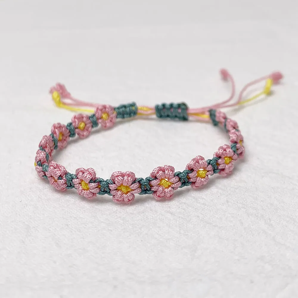Handmade Little Daisy Braided Cord Bracelet