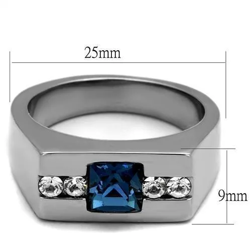 High polished (no plating) Stainless Steel Ring with Top Grade Crystal in Aquamarine for Women Style TK2307