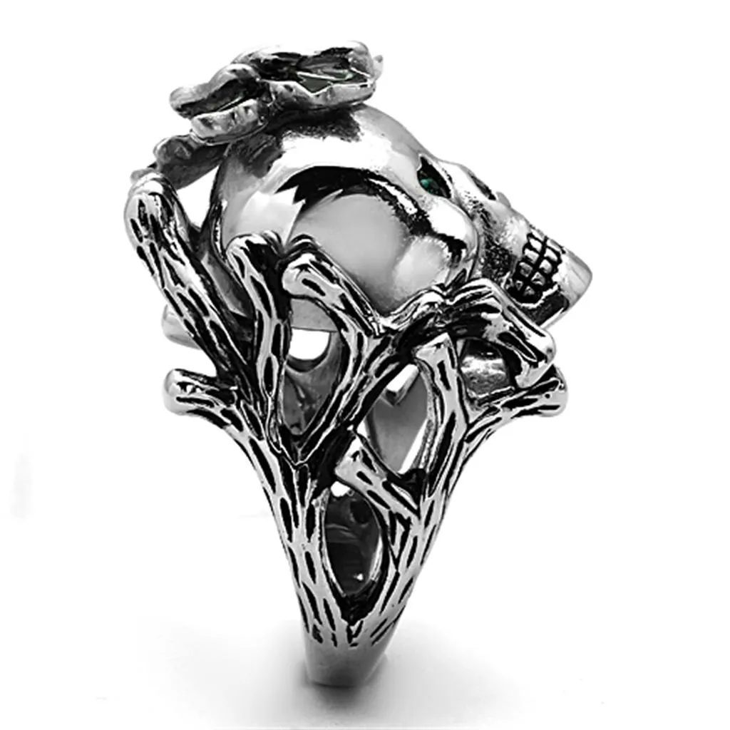 High polished (no plating) Stainless Steel Ring with Top Grade Crystal in Emerald for Women Style TK1122
