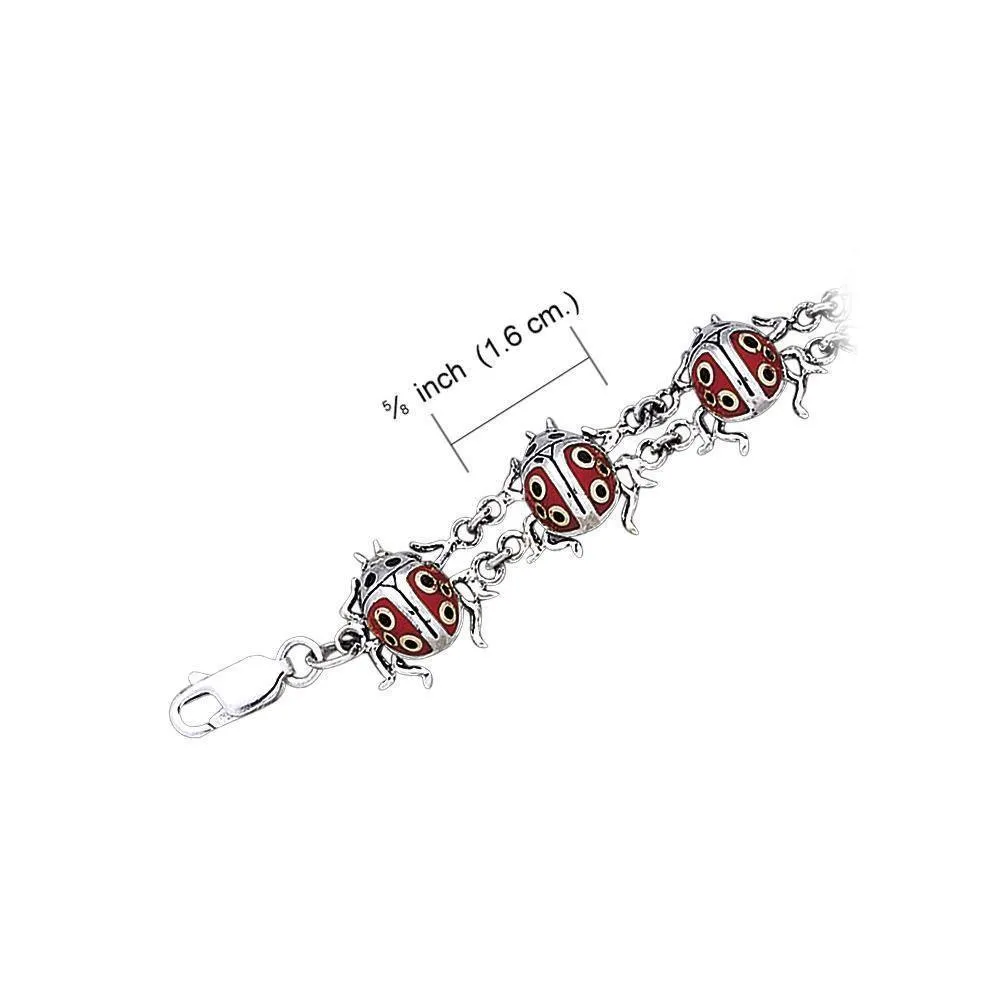 Inlaid Ladybug Silver Bracelet TBG429