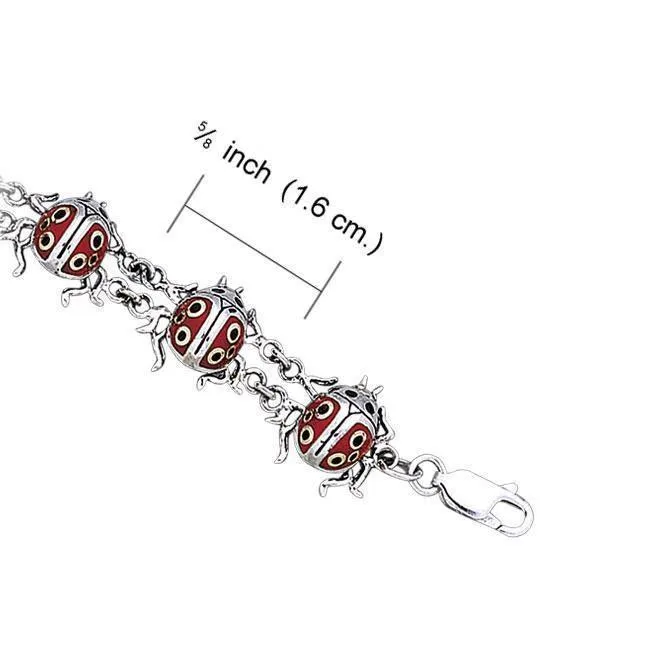 Inlaid Ladybug Silver Bracelet TBG429