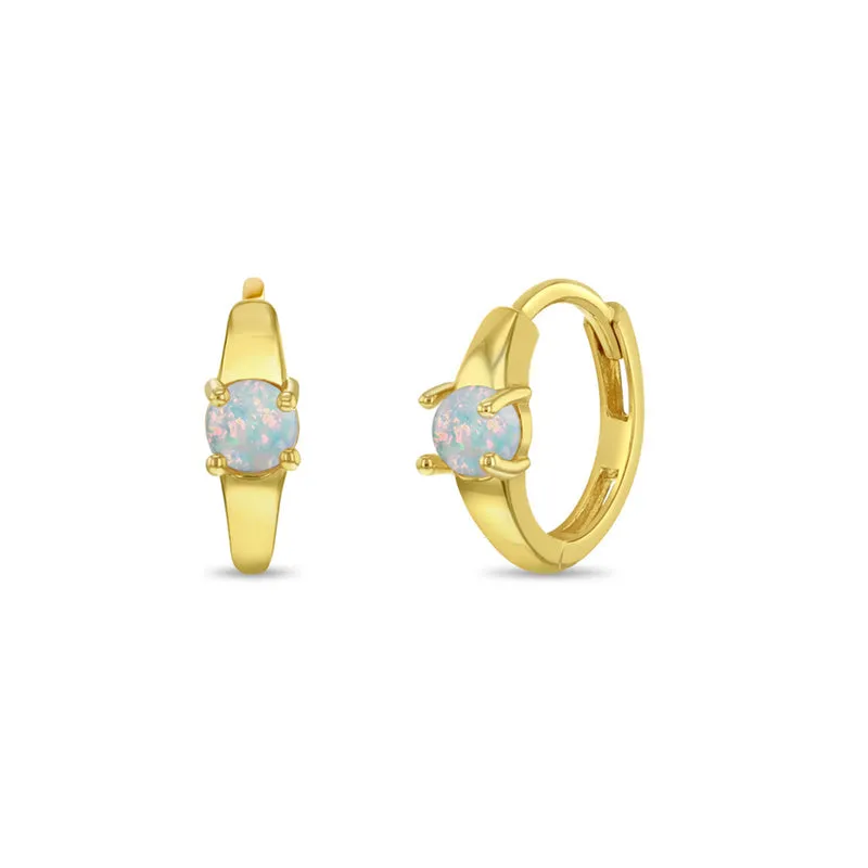 Kids Opal Huggie Earrings