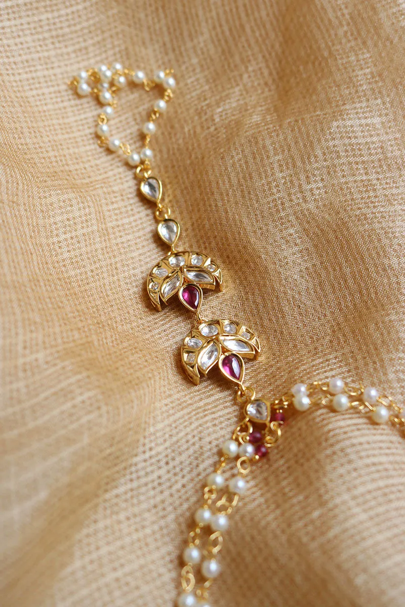 Kundan Ruby Chaand haathphool
