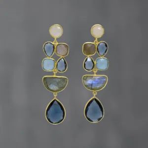 Kyanite, Labradorite, Chalcedony and Moonstone Multistone Earrings