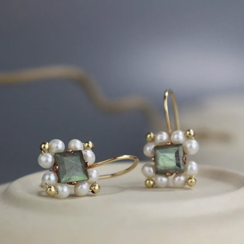 Labradorite Pearl Victoria Earrings