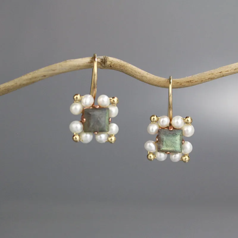 Labradorite Pearl Victoria Earrings