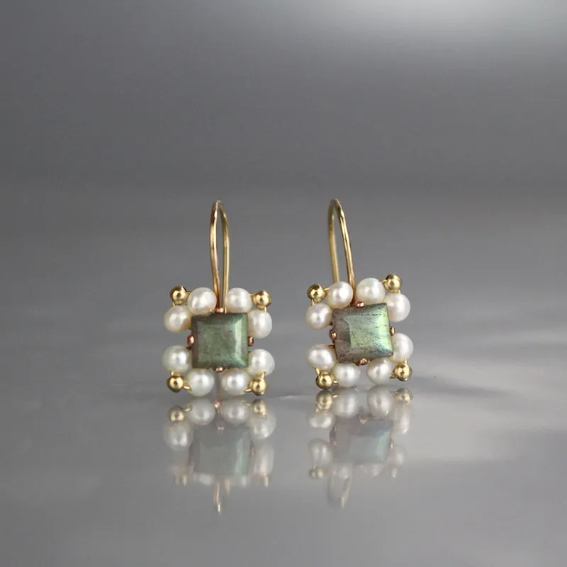 Labradorite Pearl Victoria Earrings