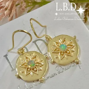 Laihas Large Vera May Gold Opal Earrings