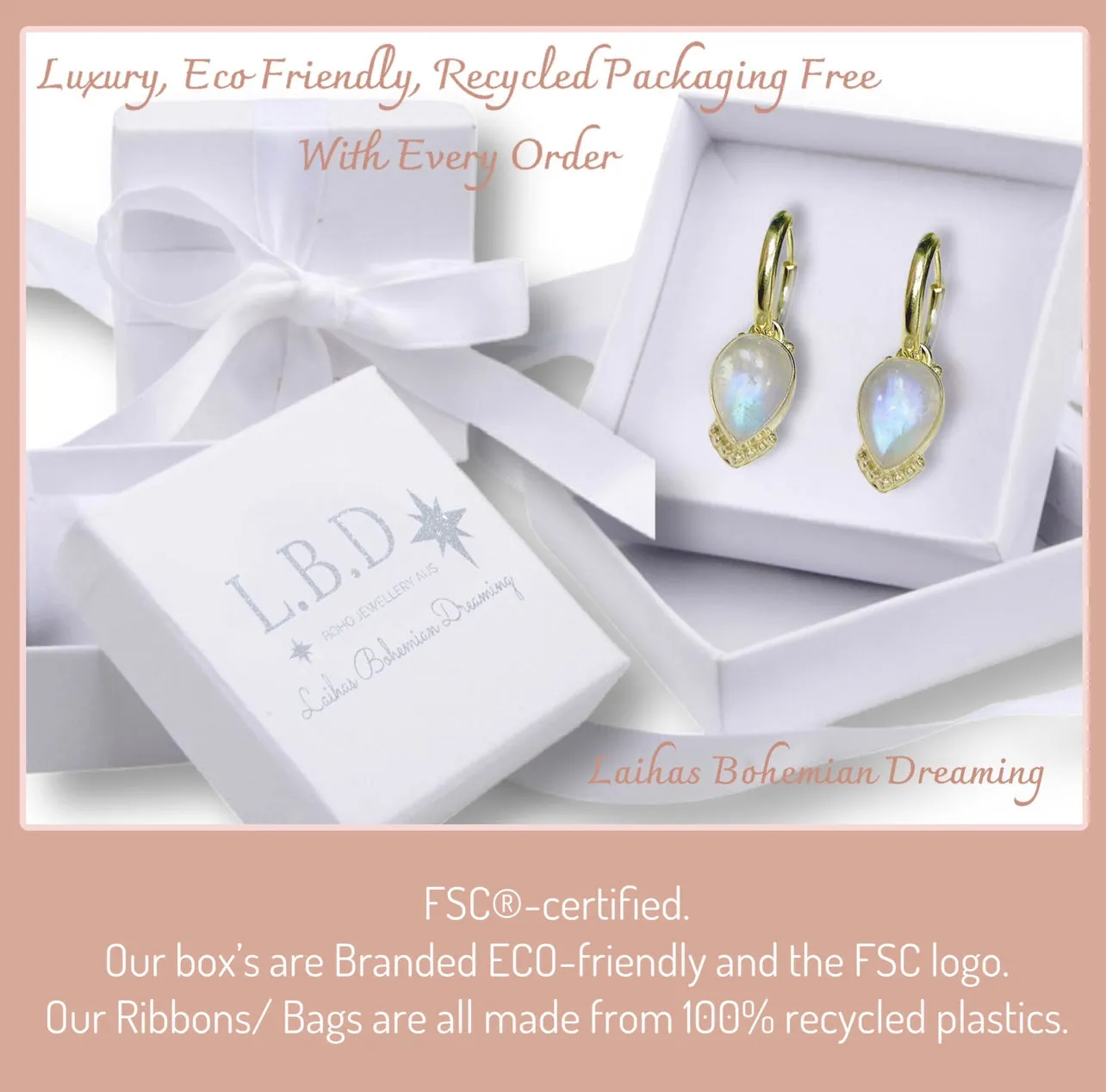 Laihas Large Vera May Gold Opal Earrings