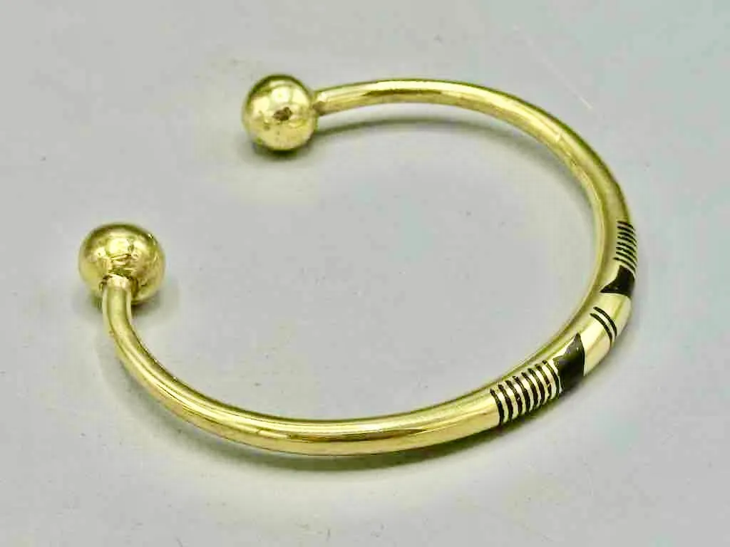 Large Tuareg Inlaid Brass Bracelet, Extraordinary Quality