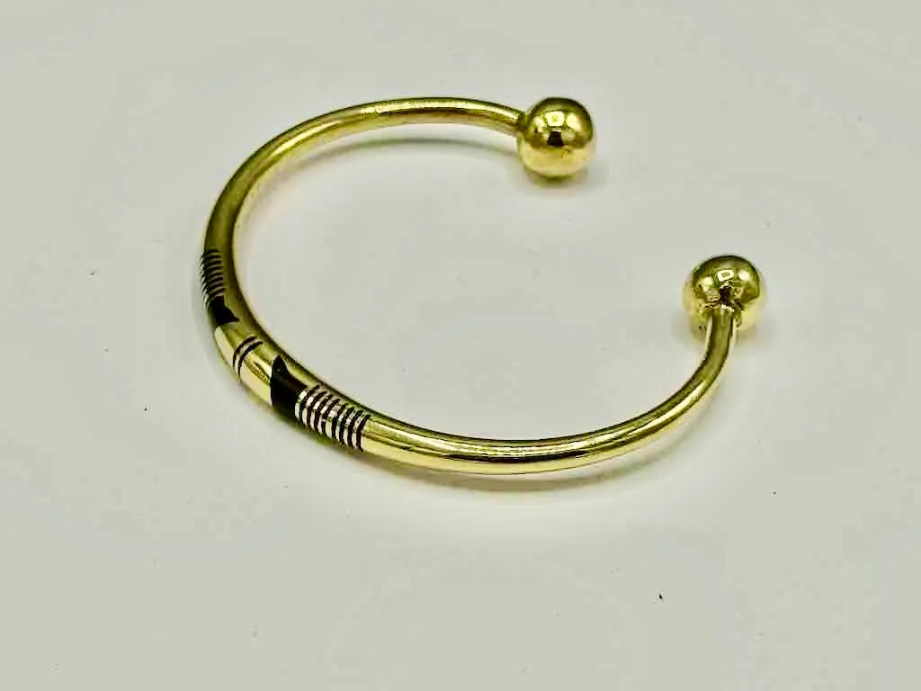Large Tuareg Inlaid Brass Bracelet, Extraordinary Quality