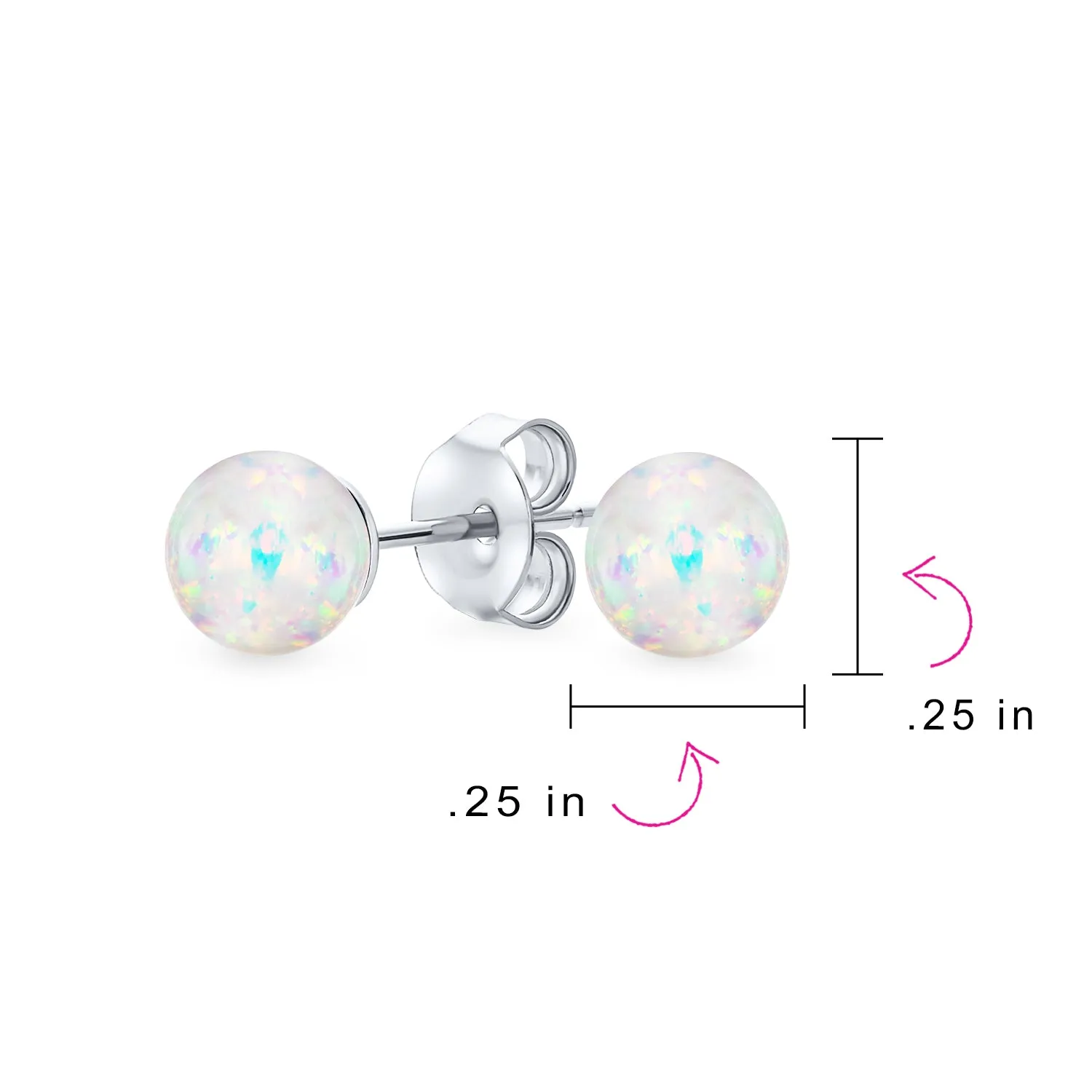 Minimalist Drop Ball Earrings with Opalescent Opal Beads - October Birthstone 6MM