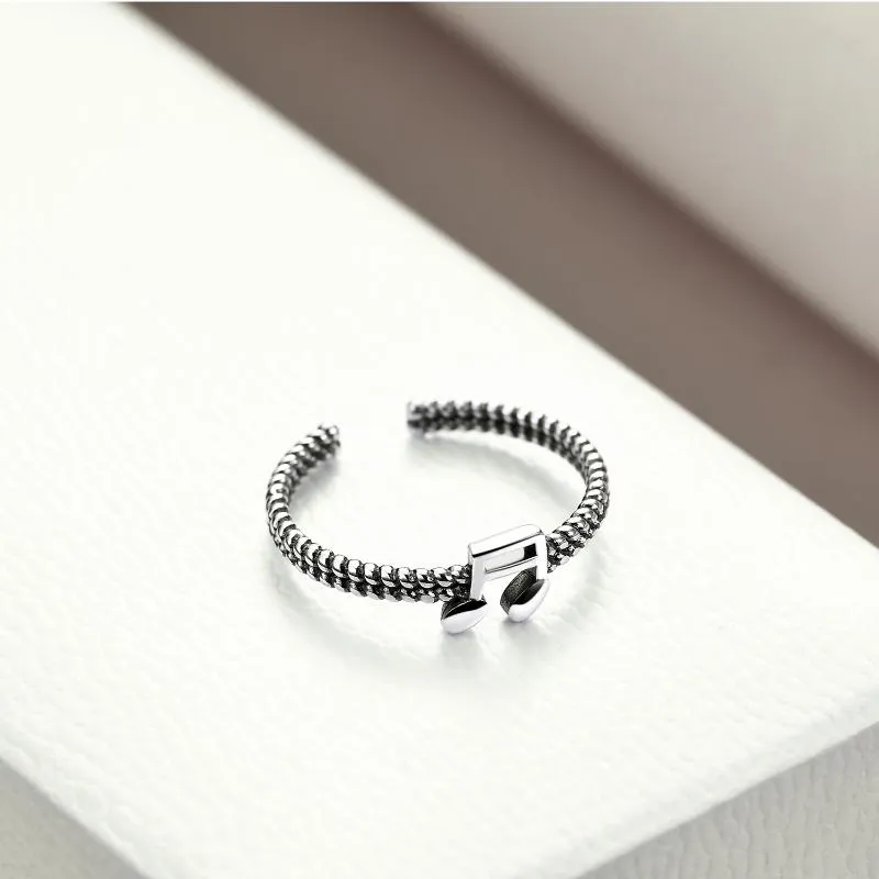 Music Note Rings 925 Sterling Silver Music Note Jewelry for Women Unique Minimalist