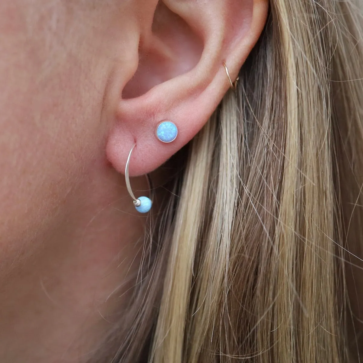 Opal Beaded Hoop Earrings