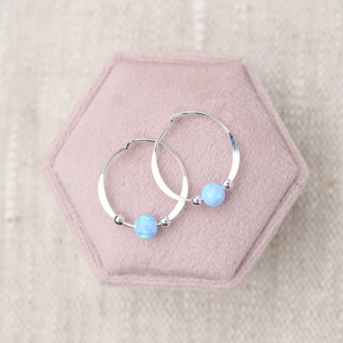 Opal Beaded Hoop Earrings