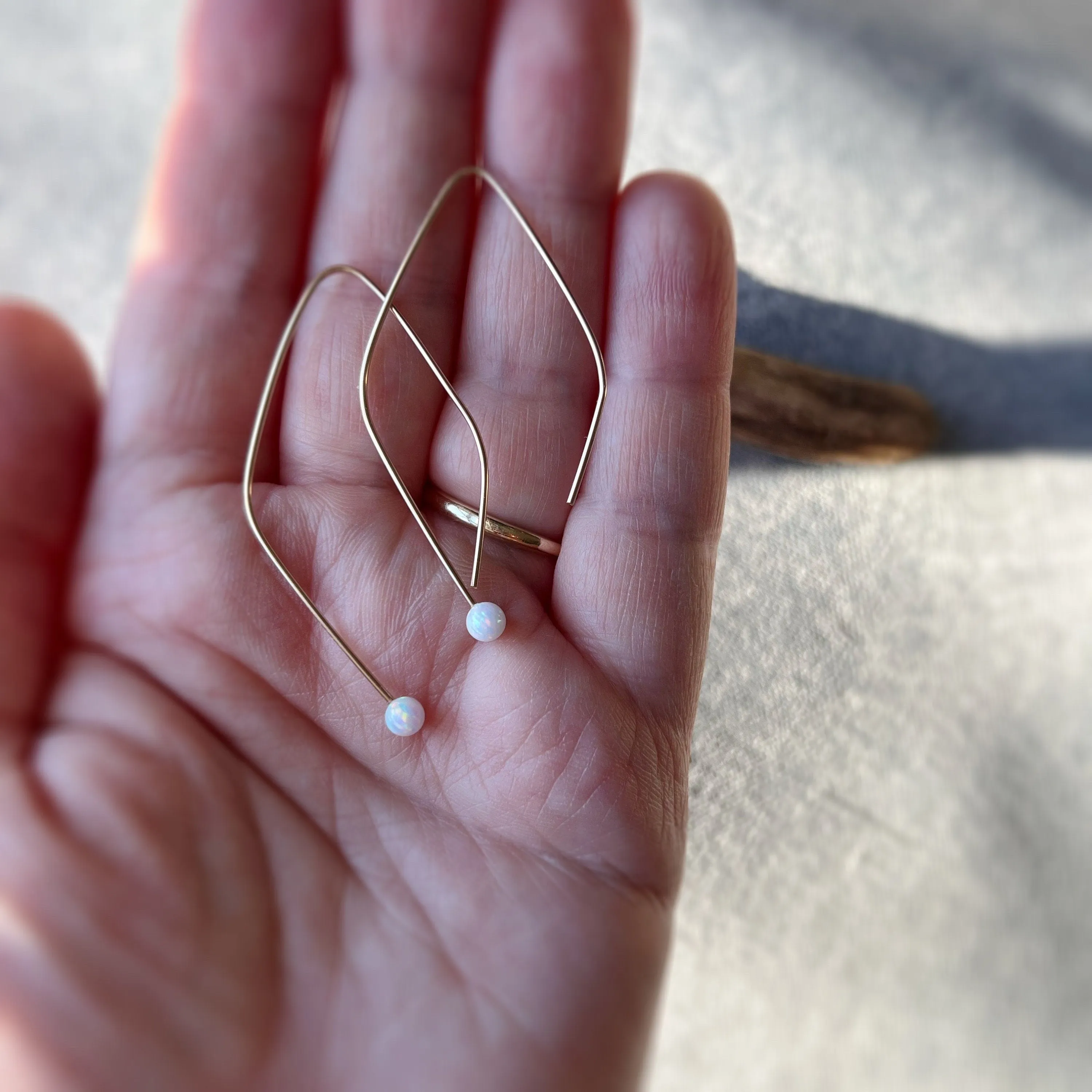 Opal Hoop Earrings, Birthstone Jewelry, Dainty Gemstone Earrings, Bridesmaid Gift, Gift for her, Mothers Day Gift, Personalized Jewelry