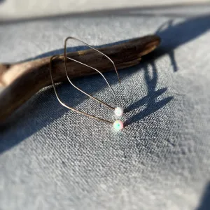 Opal Hoop Earrings, Birthstone Jewelry, Dainty Gemstone Earrings, Bridesmaid Gift, Gift for her, Mothers Day Gift, Personalized Jewelry