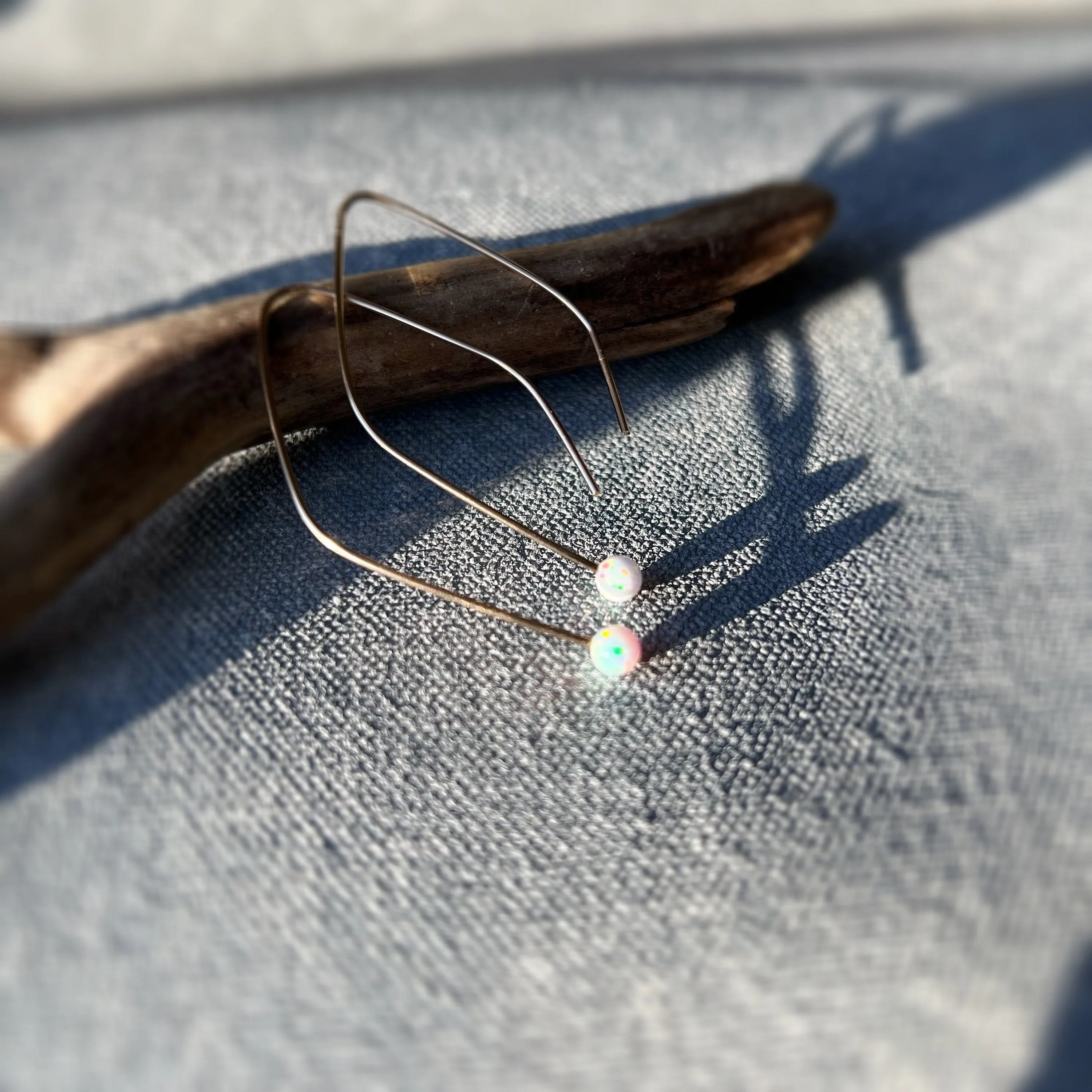 Opal Hoop Earrings, Birthstone Jewelry, Dainty Gemstone Earrings, Bridesmaid Gift, Gift for her, Mothers Day Gift, Personalized Jewelry