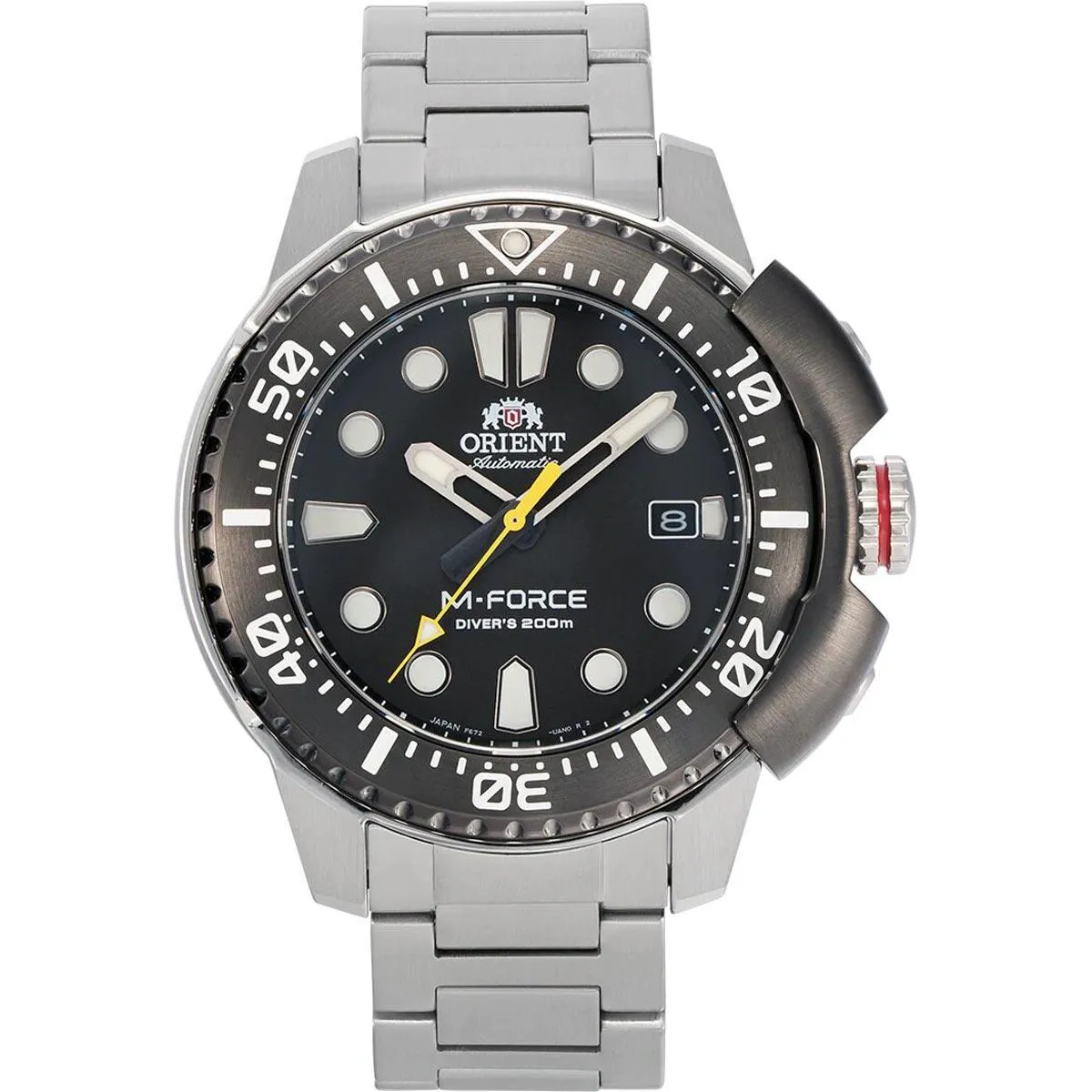 Orient Men's Automatic Watch - M-Force Dive Black Dial SS Bracelet | RA-AC0L01B00B