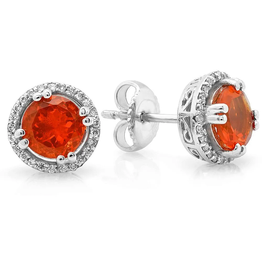 PMI 14W@2.80 50RD1@0.15 2FO@1.22 FIRE OPAL EARRINGS