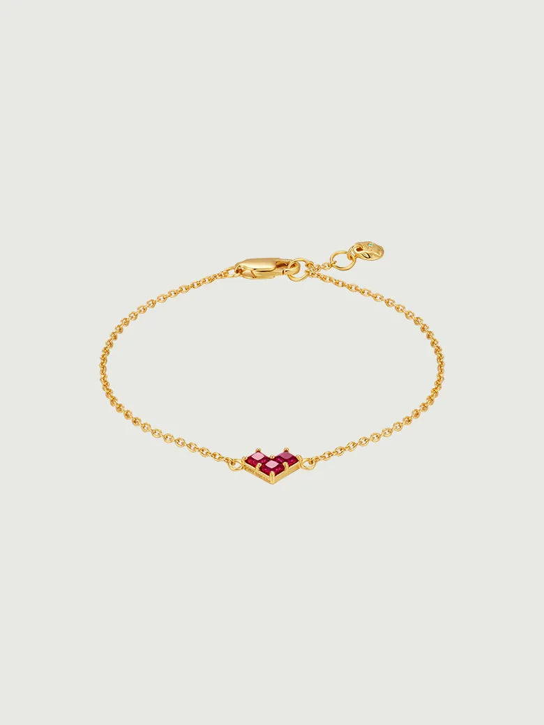 Princess Cut Ruby Heart Bracelet