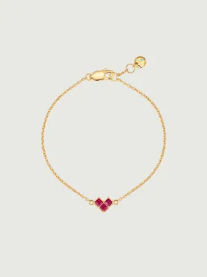 Princess Cut Ruby Heart Bracelet