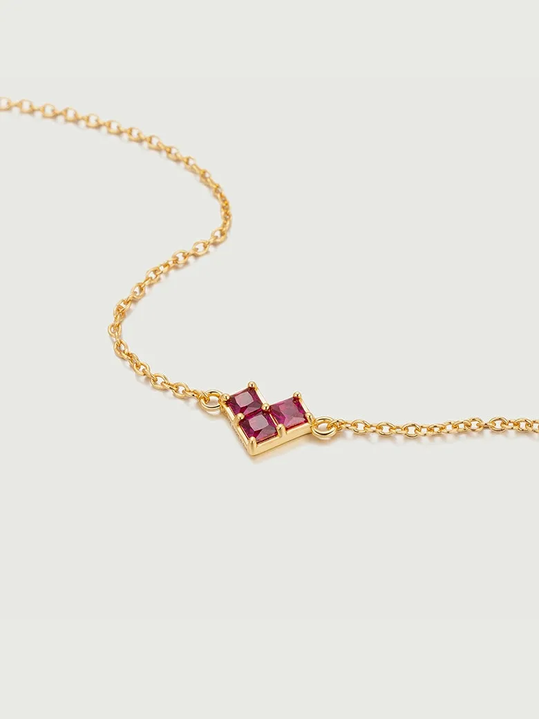 Princess Cut Ruby Heart Bracelet