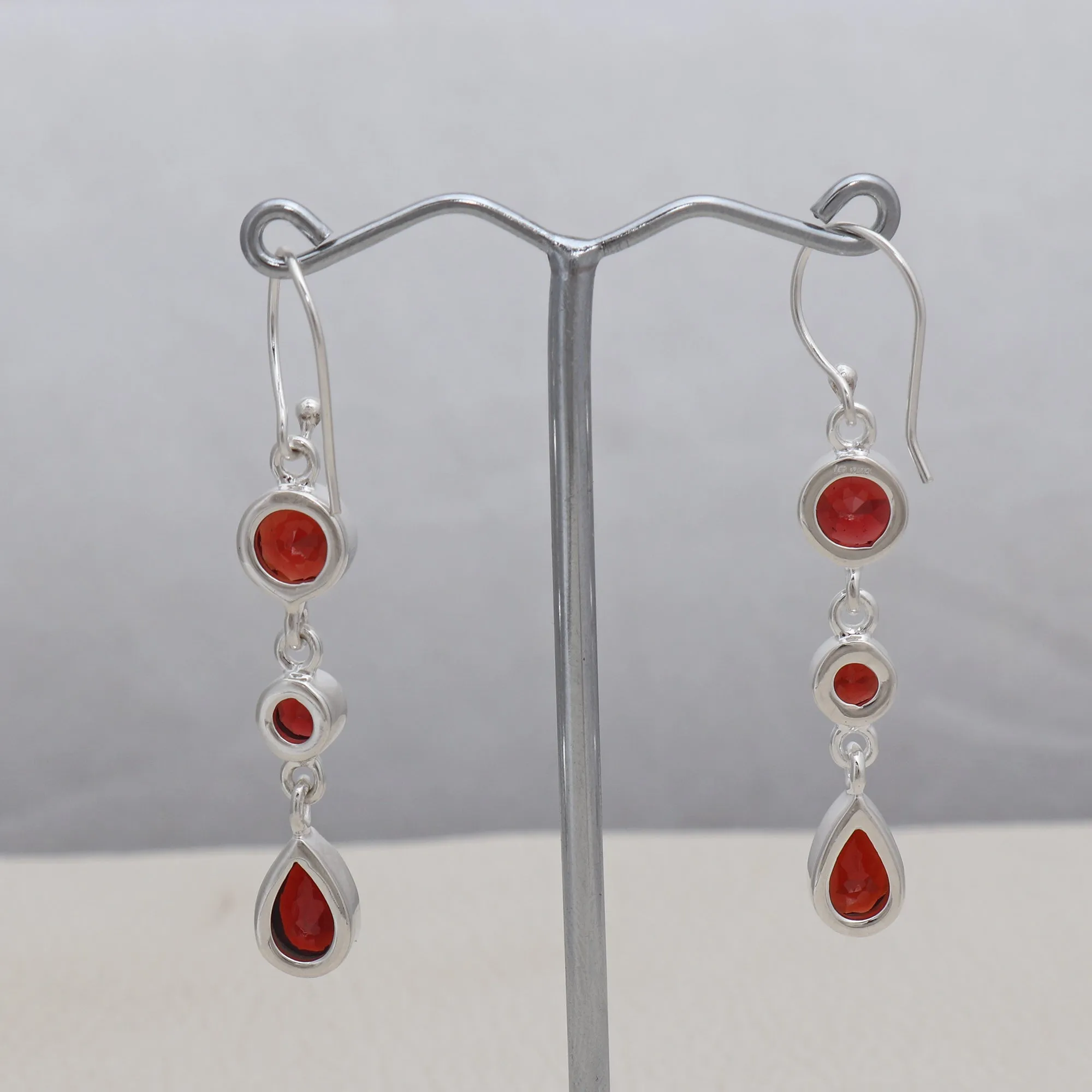 Rainbow moonstone & Blue Topaz Silver Earrings