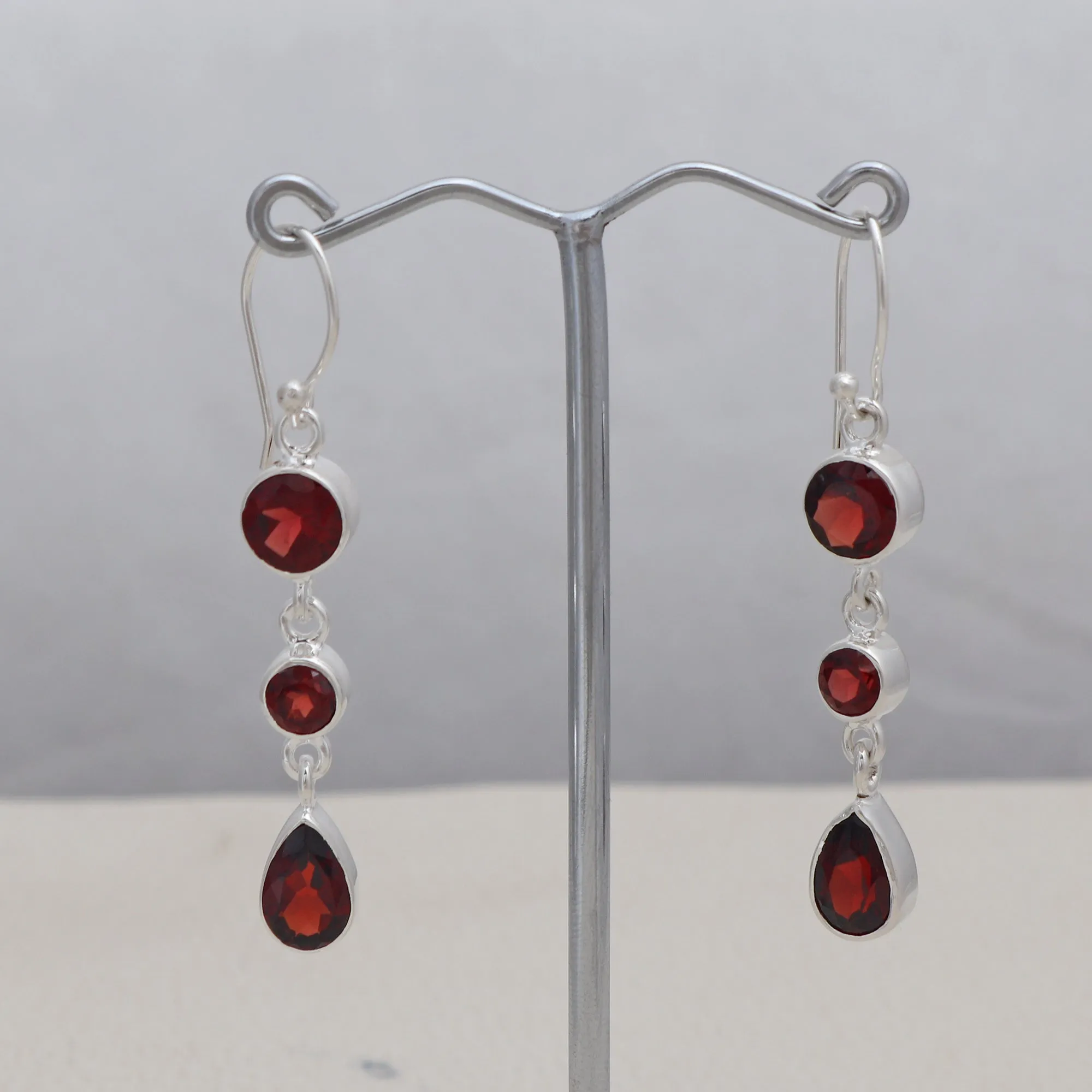Rainbow moonstone & Blue Topaz Silver Earrings