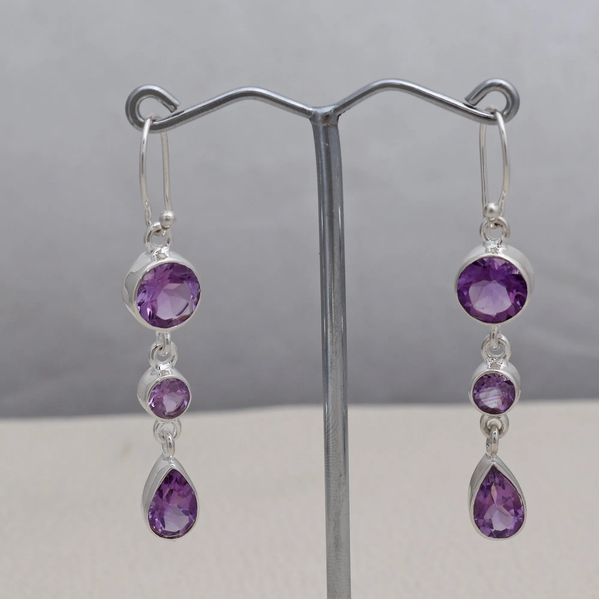 Rainbow moonstone & Blue Topaz Silver Earrings