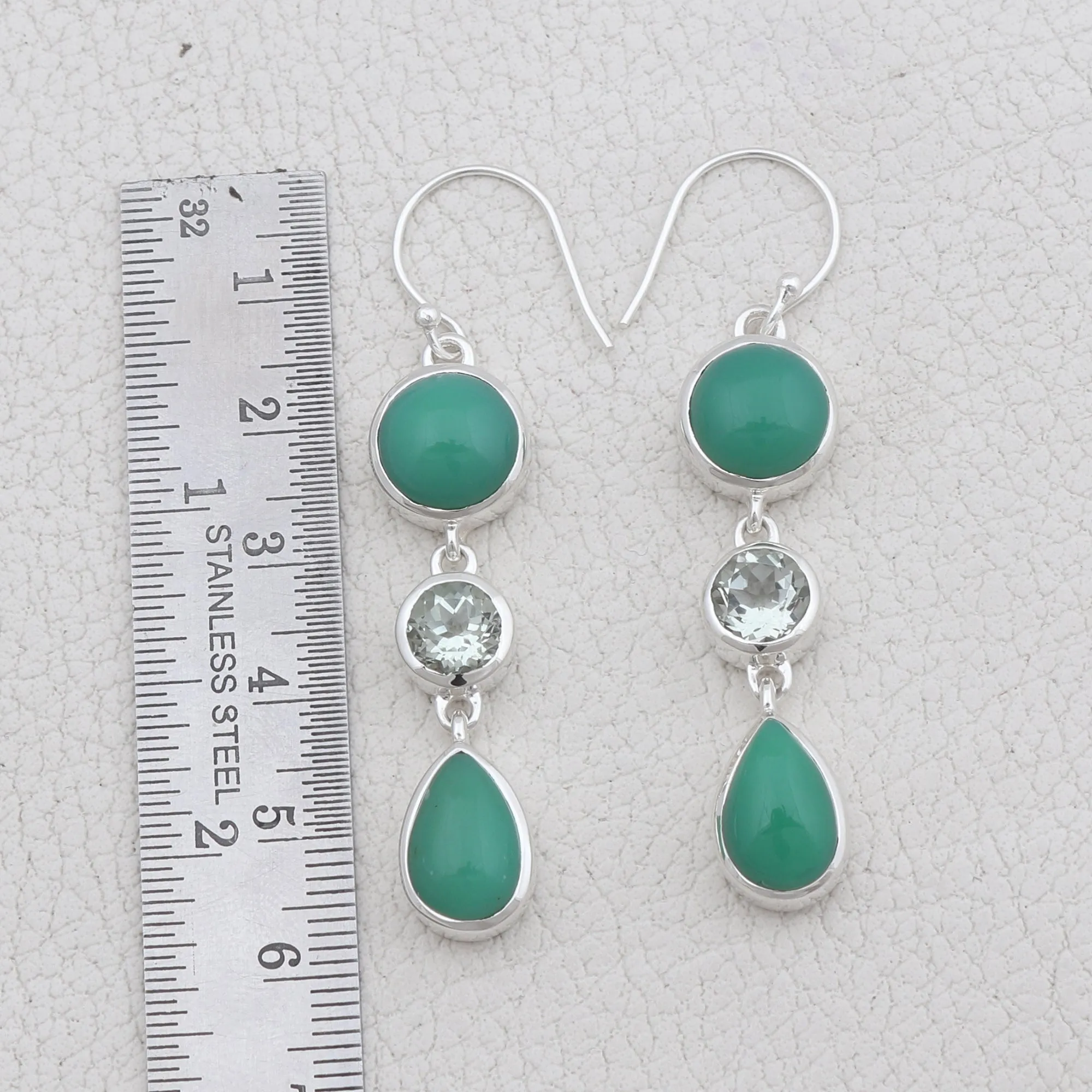 Rainbow moonstone & Blue Topaz Silver Earrings