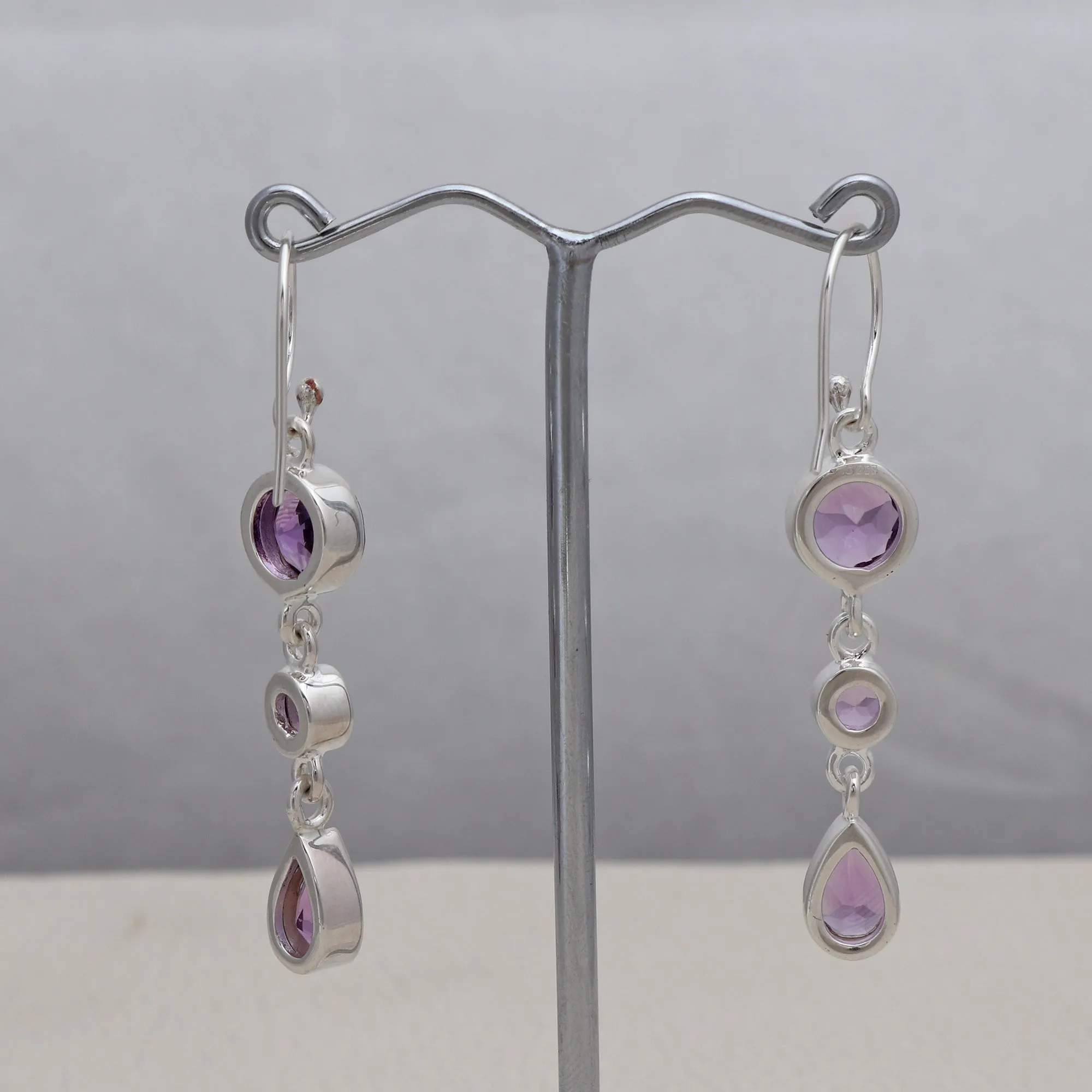 Rainbow moonstone & Blue Topaz Silver Earrings