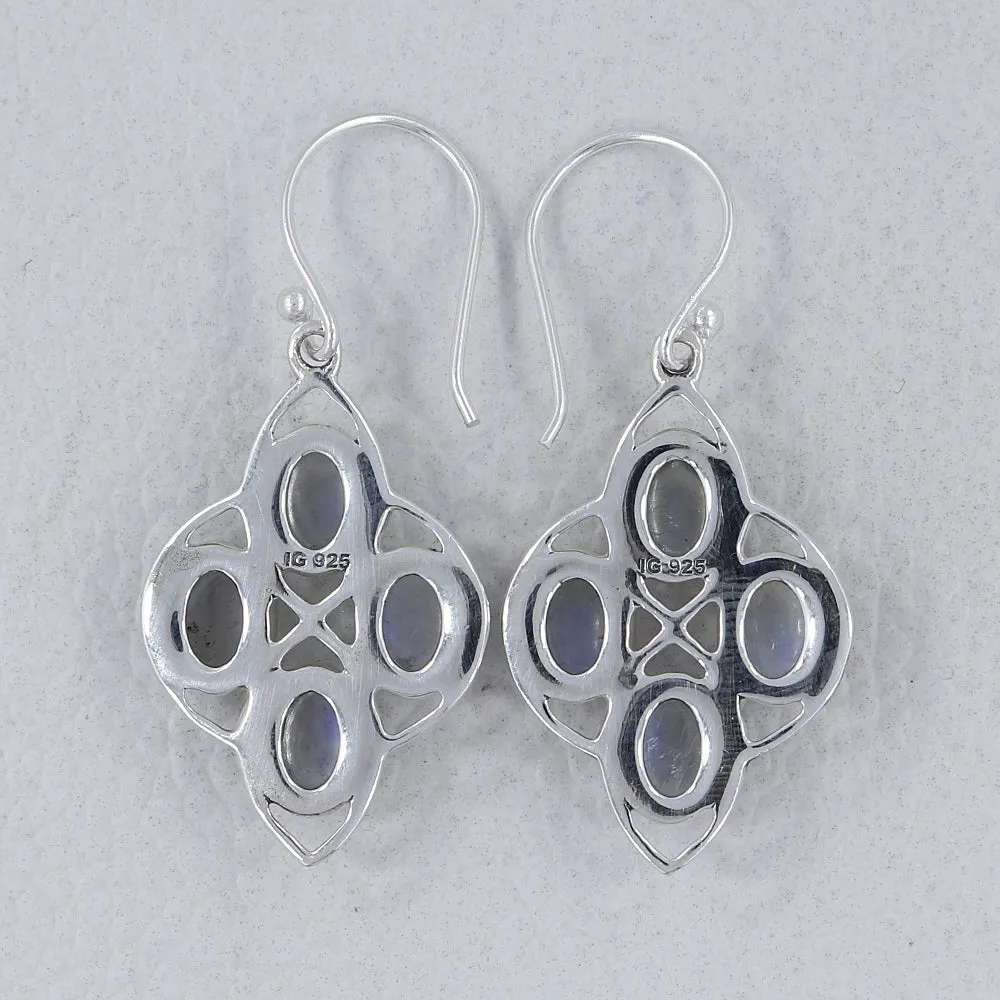 Rainbow Moonstone Silver Earring