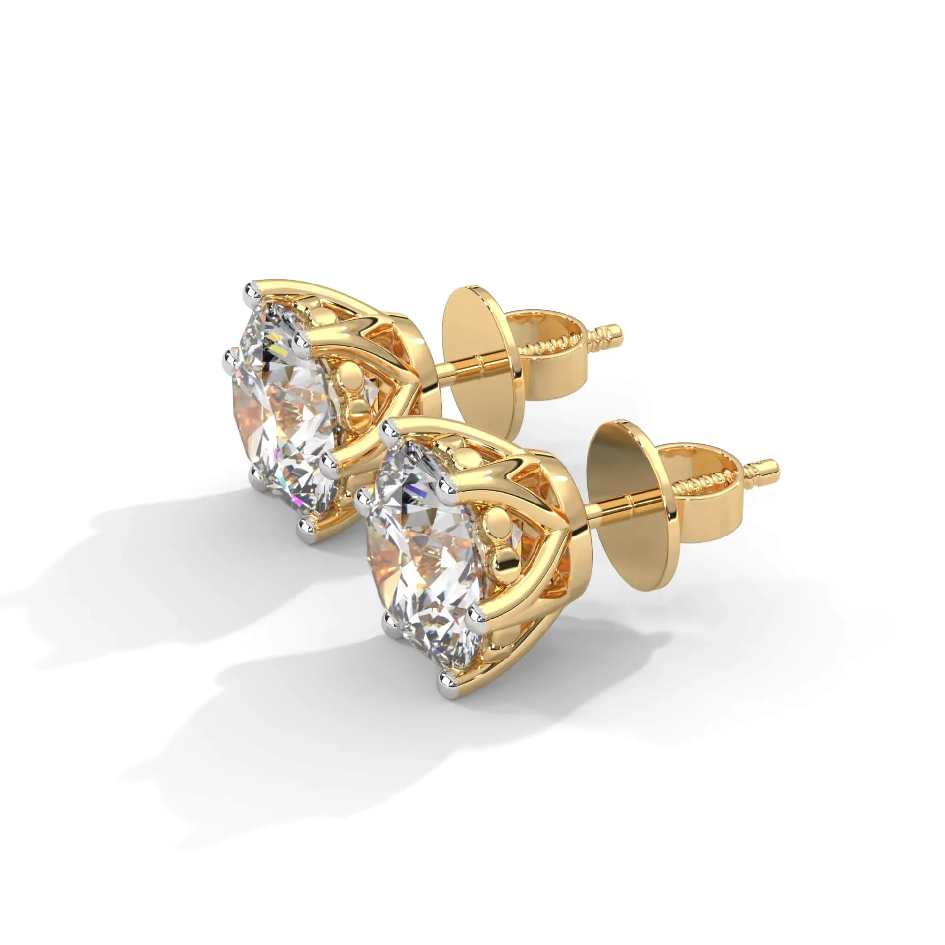 Rena 3 Carat Each Solitaire Studs | 22KT Gold Vermeil