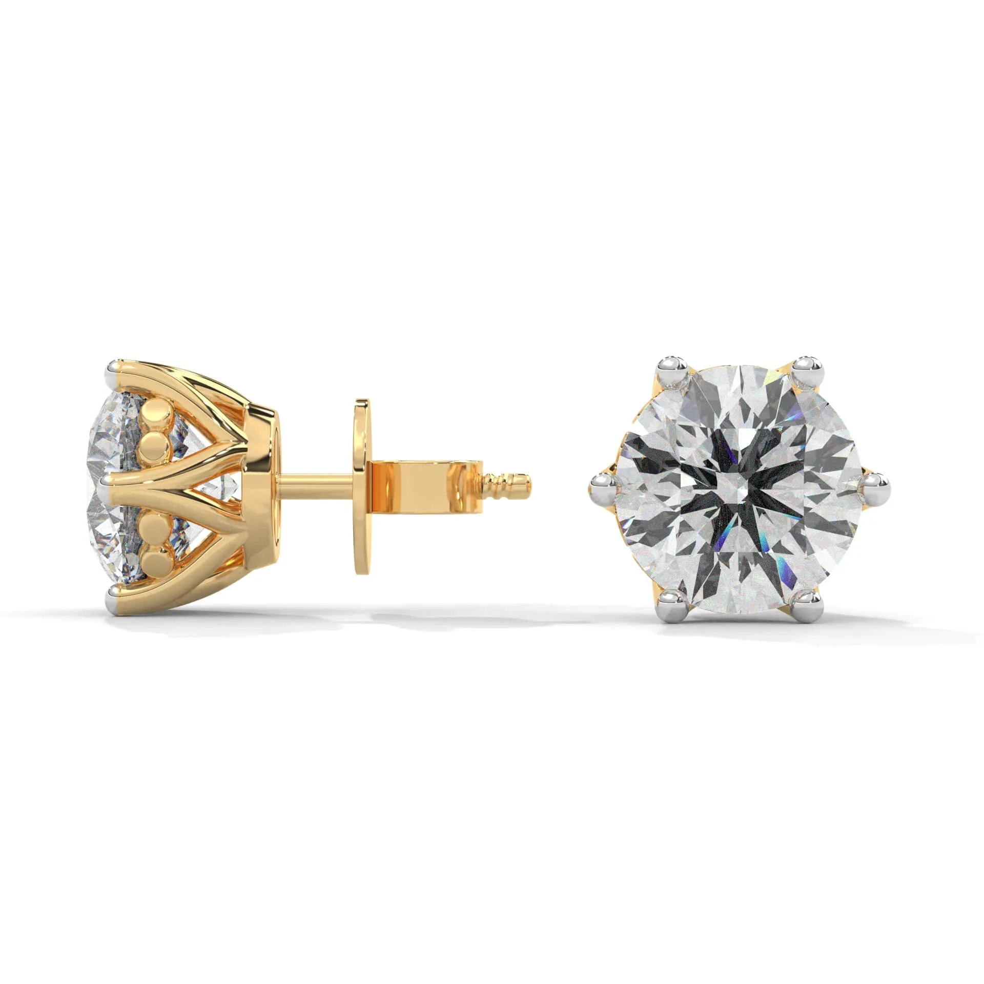Rena 3 Carat Each Solitaire Studs | 22KT Gold Vermeil