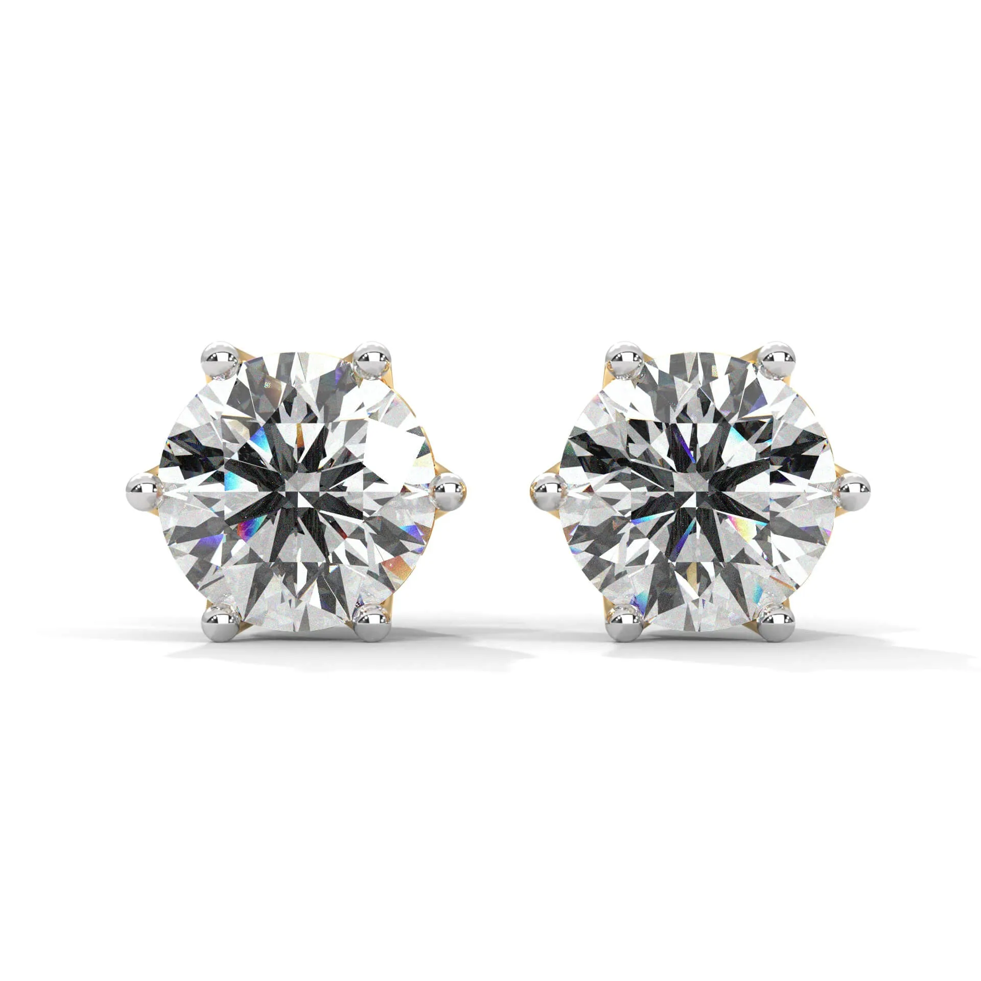 Rena 3 Carat Each Solitaire Studs | 22KT Gold Vermeil