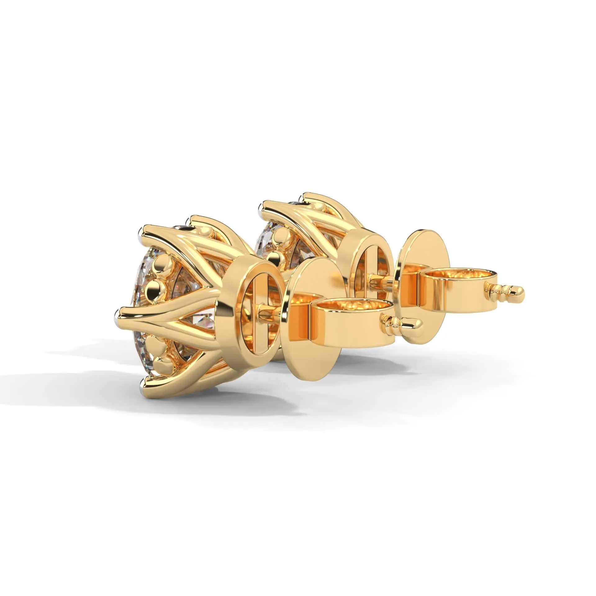 Rena 3 Carat Each Solitaire Studs | 22KT Gold Vermeil