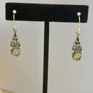 Round Ethiopian Fire Opal Dangle Earrings Southwestern Sterling Silver Teardrop