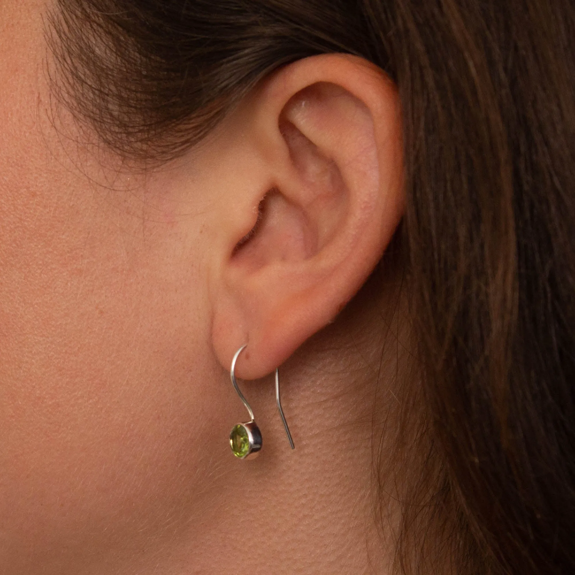 Silver and Gemstone Small Round Drops