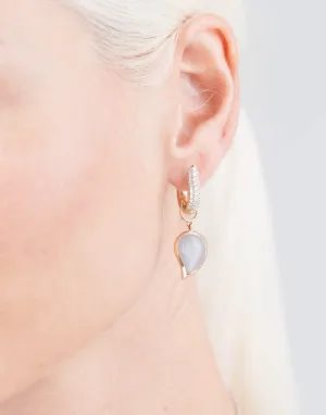 Small Grey Moonstone Singledrop Earrings