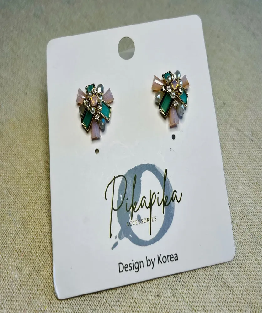 Statement Earring Gemstone Floral Stud Vintage