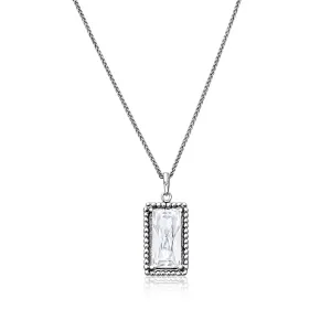 Sterling Silver CZ Baguette Necklace
