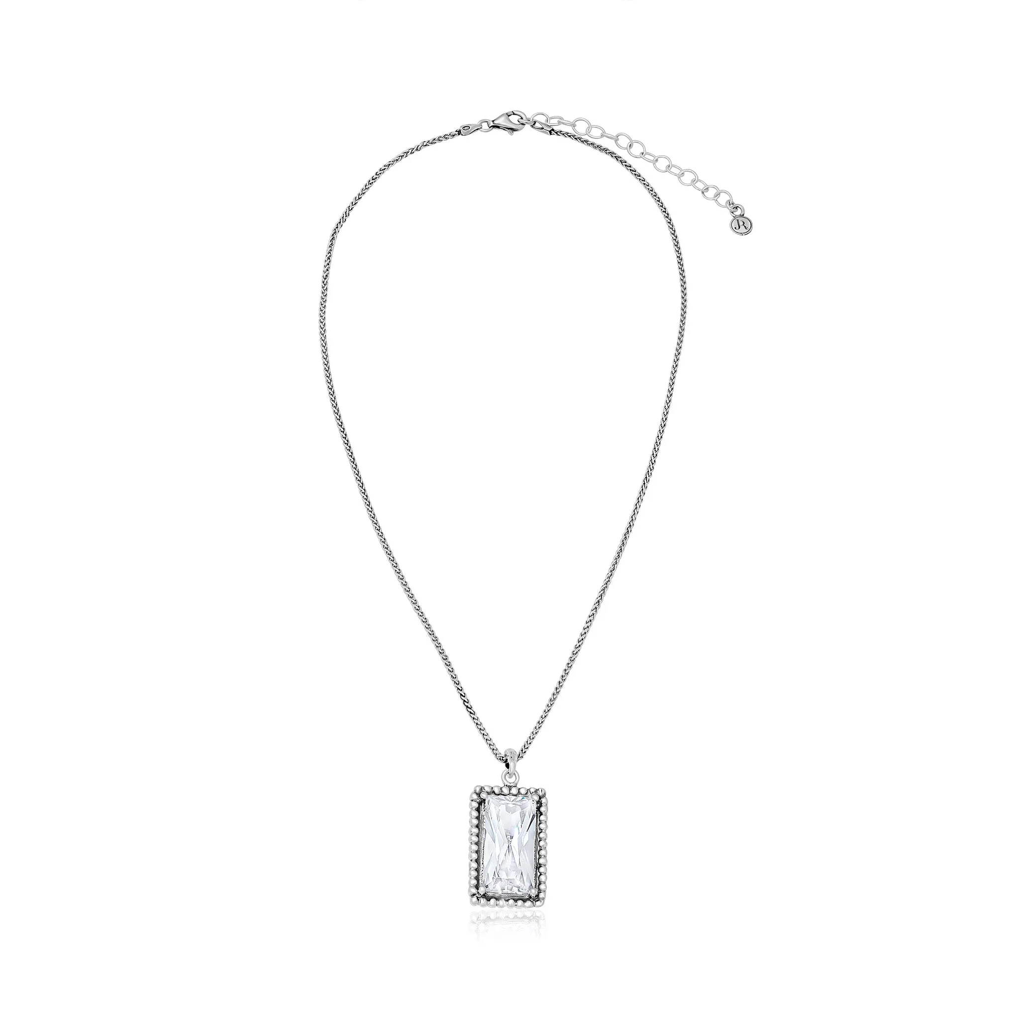 Sterling Silver CZ Baguette Necklace