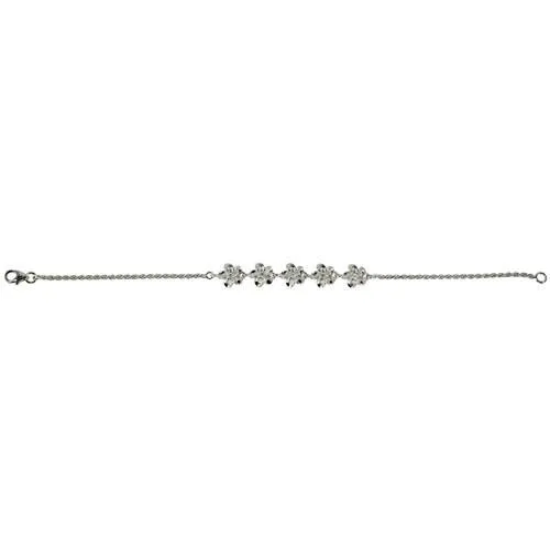 Sterling Silver Rhodium Plated 8mm Plumeria with CZ Rope Chain Bracelet